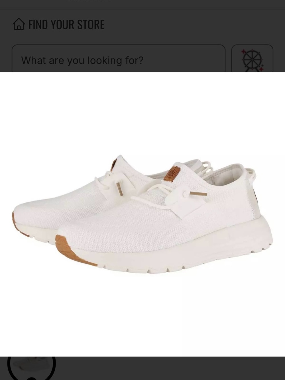 Hey Dude Women's White Knit Slip-On Sneakers with Tan Accents